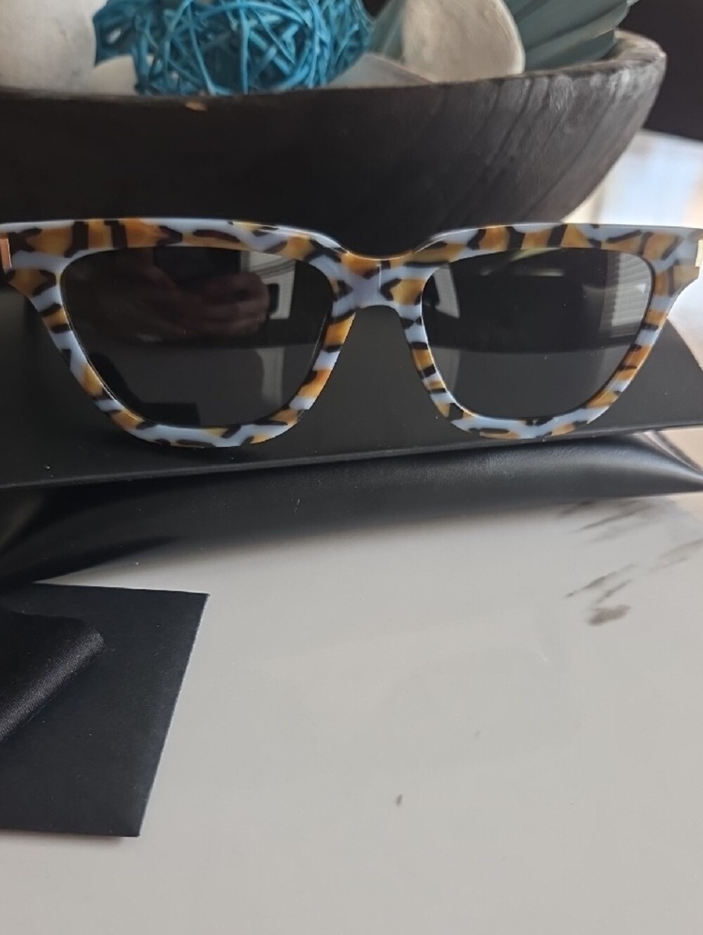 Saint Laurent Women's Tortoiseshell Sunglasses - Brown/Black/White - Picture 6 of 9